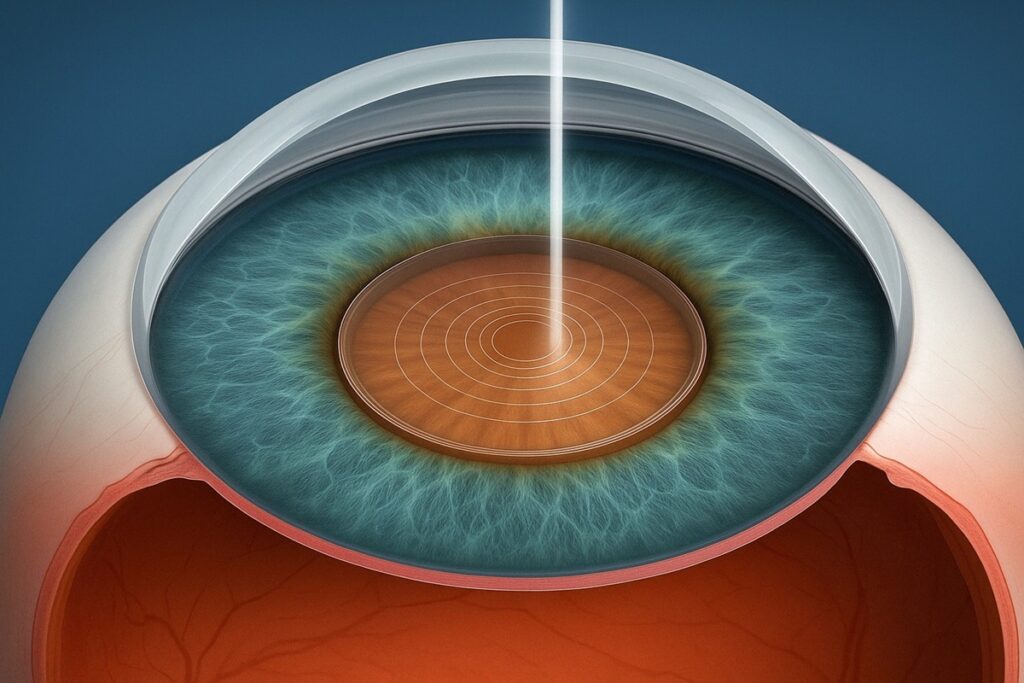 colocação de lente intraocular em cirurgia de catarata